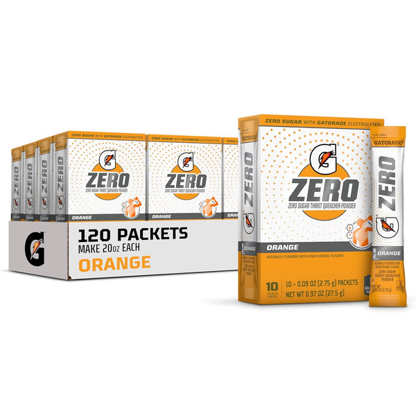 G Zero Powder, Orange, 0.10Oz Packets,(120 Counts) , Pack of 12