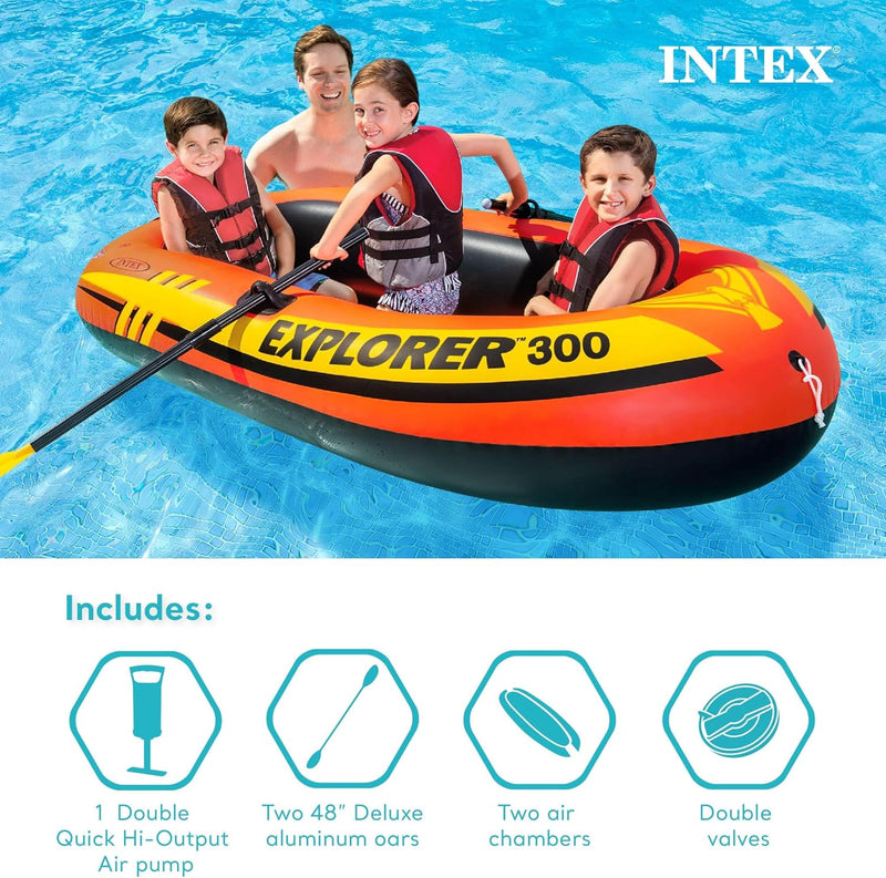 Explorer Inflatable Boat Series: Dual Air Chambers – Welded Oar Locks – Grab Handles – Bow Rope – Sporty Design