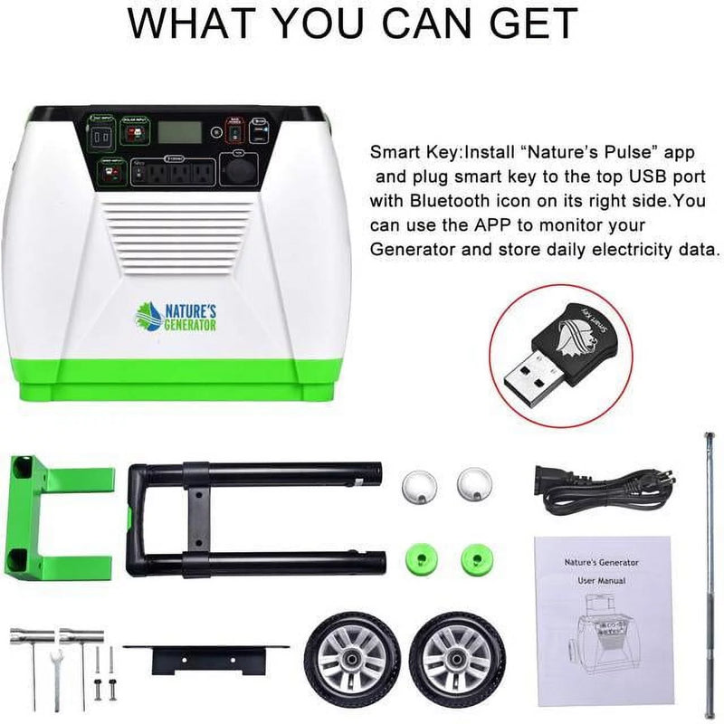 Nature'S Generator 1800W Portable Generator 2-WAYS (Solar Panels & Wind)- Platinum System