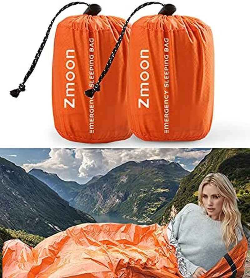 Emergency Sleeping Bag 2 Pack Lightweight Survival Sleeping Bags Thermal Bivy Sack Portable Emergency Blanket for Camping, Hiking, Outdoor, Activities