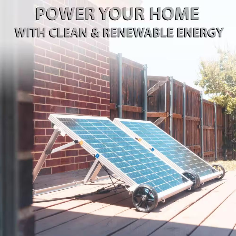 ELITE 3600-Watt/5760W Peak Push Button Start Solar Powered Portable Generator W/ Power Pod, Transfer Kit, 4 Solar Panels