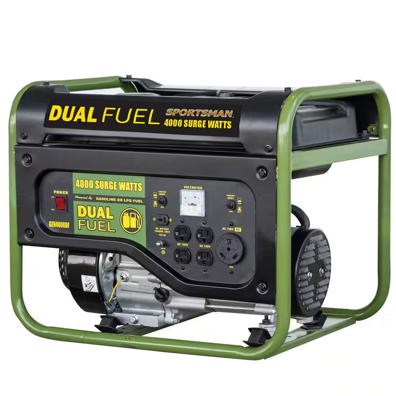 4,000-Watt/3,500-Watt Recoil Start Dual Fuel Powered Portable Generator with Protective Cover and Wheel Kit