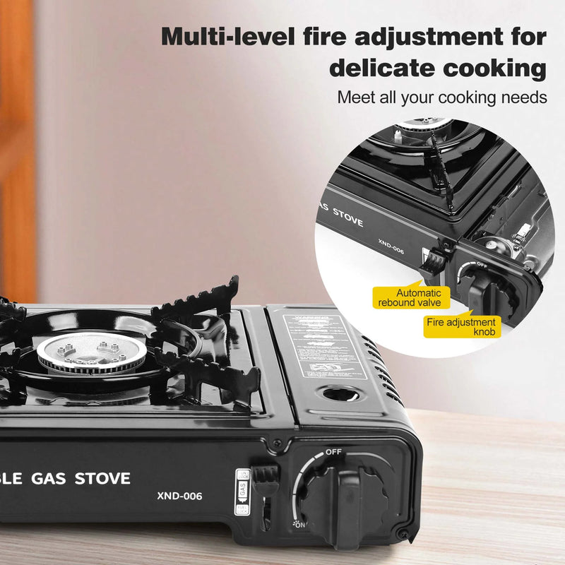 Portable Camping Stove, 1 Burner Butane Gas Stove with Carrying Case