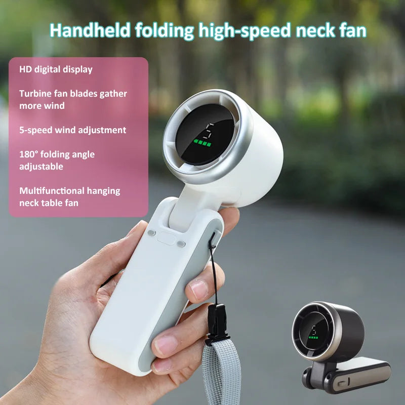 2024 Mini Handheld Small Fan Portable Folding High-Speed Turbo Fan Student Outdoor Hand Holding Fan Small Hot Sale Dropshippings