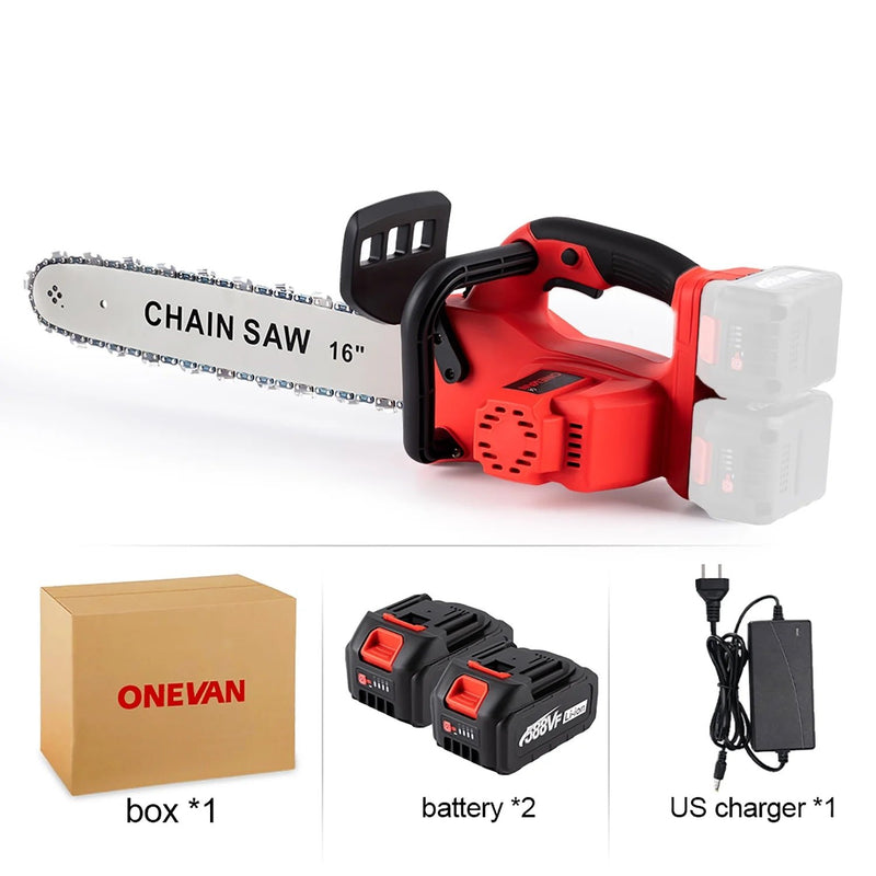 Cordless Chainsaw, 16 Inch Brushless Chain Saw Battery Powered Chainsaw with Battery and Charger