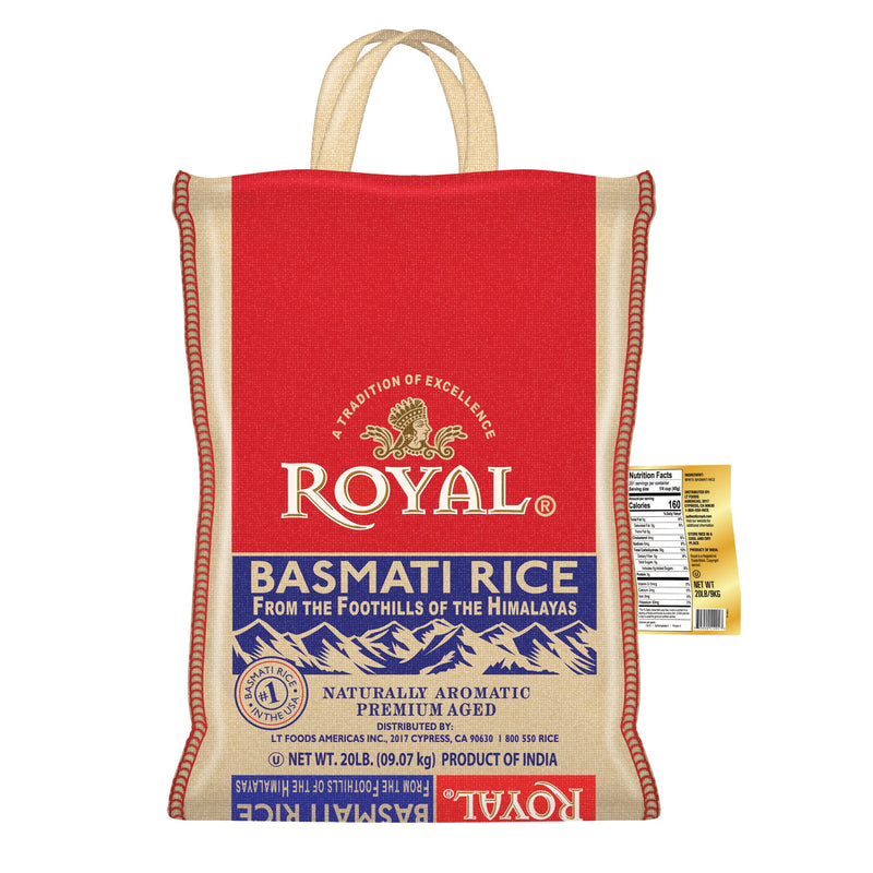 Authentic  Naturally Aged Long Grain Indian White Basmati Rice, 20 Lb. Bag SHTF/Stockpile/Bulk Rice/