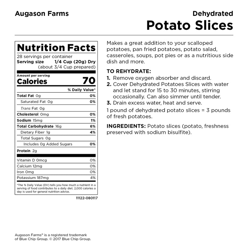 Augason Farms Dehydrated Potato Slices 1 Lb 4 Oz No. 10 Can