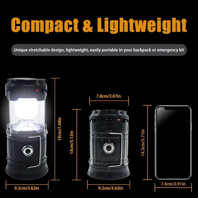 4 Pack Collapsible Portable LED Camping Lantern, Lightweight Waterproof Solar USB Rechargeable LED Flashlight Survival Kits for Emergency/Outages/Camping/Hiking/Hurricane/Storms