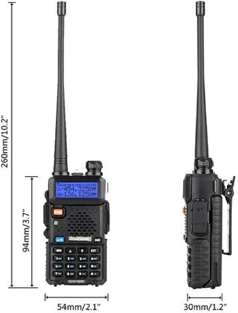 UV-5R Two Way Radio Dual Band 144-148/420-450Mhz Walkie Talkie 1800Mah Li-Ion Battery(Black)