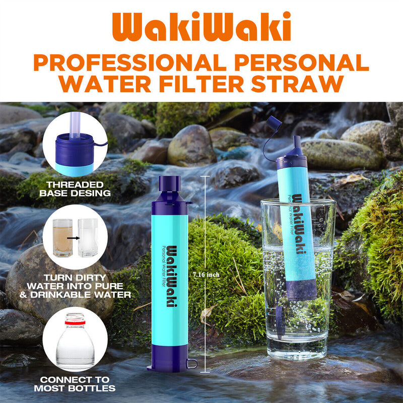 Water Filter Straw Orange,W/Carry Storage Case,Personal Portable Water Purifier