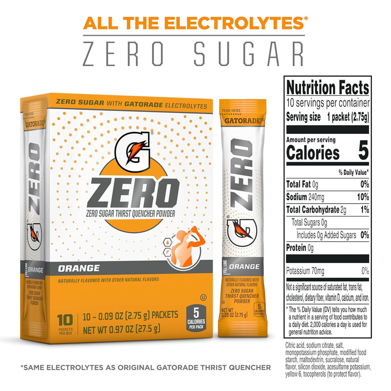 G Zero Powder, Orange, 0.10Oz Packets,(120 Counts) , Pack of 12