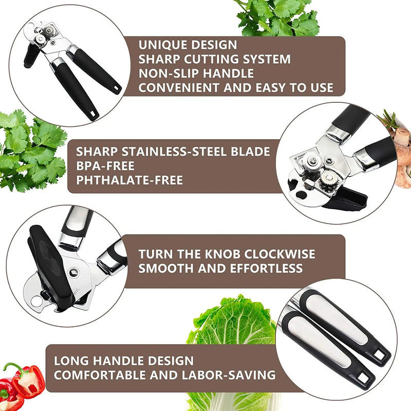 Stainless Steel Cans Opener High Quality Professional Ergonomic Manual Can Opener Side Cut Manual Can Opener