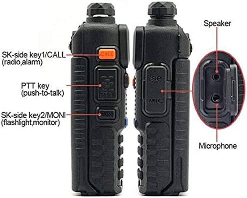 UV-5R Two Way Radio Dual Band 144-148/420-450Mhz Walkie Talkie 1800Mah Li-Ion Battery(Black)