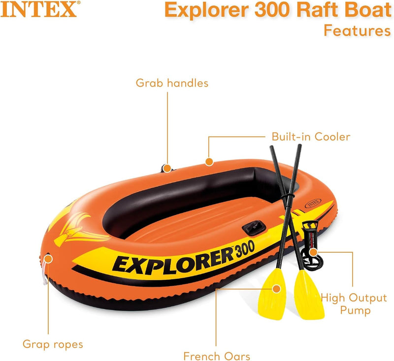 Explorer Inflatable Boat Series: Dual Air Chambers – Welded Oar Locks – Grab Handles – Bow Rope – Sporty Design