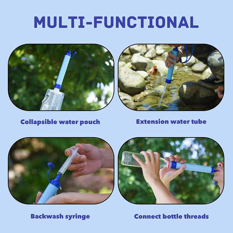 Personal Water Filter Straw Outdoor Portable Filtration Emergency Survival Gear Water Solutions Tactical Gear for Hiking Camping Accessories Travel Hunting Fishing Outing Backpacking