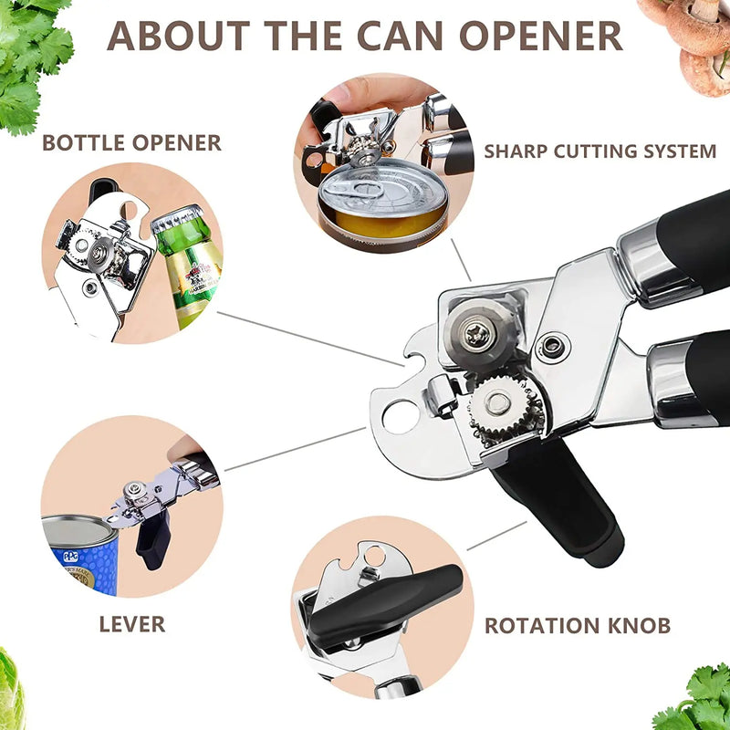 Stainless Steel Cans Opener High Quality Professional Ergonomic Manual Can Opener Side Cut Manual Can Opener