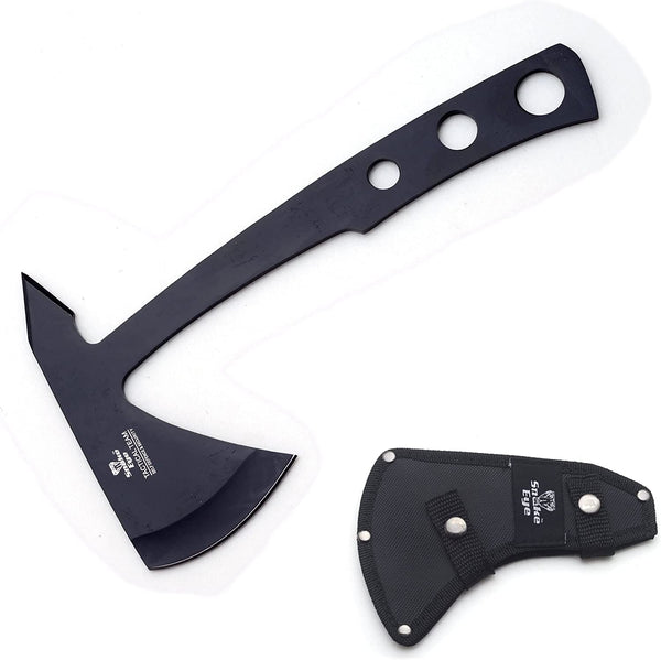 Compact Tomahawk Full Tang Camping Axe Hunting Fishing Throwing Survival (Black)