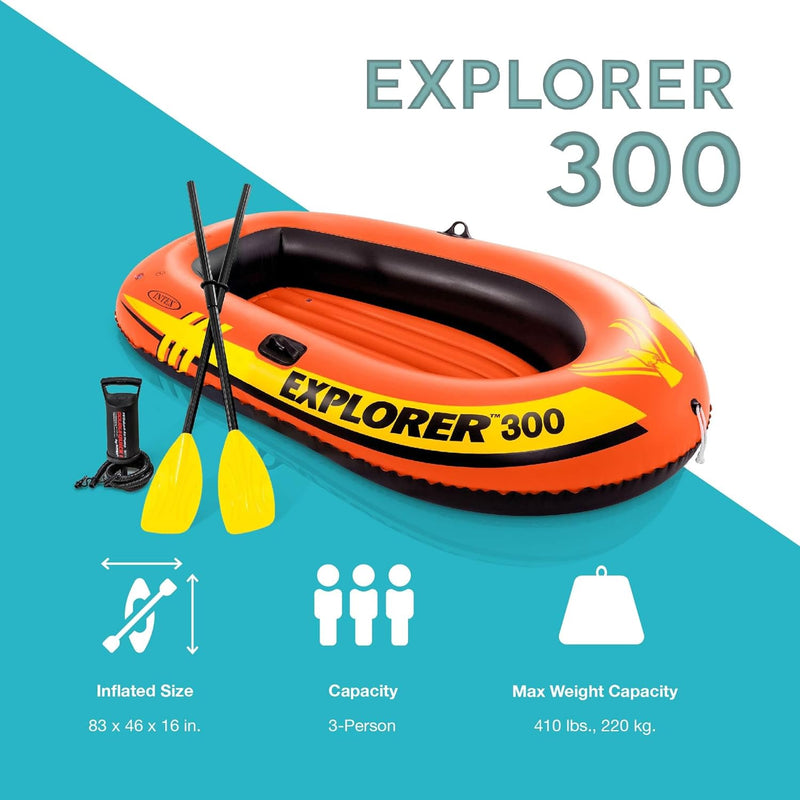 Explorer Inflatable Boat Series: Dual Air Chambers – Welded Oar Locks – Grab Handles – Bow Rope – Sporty Design